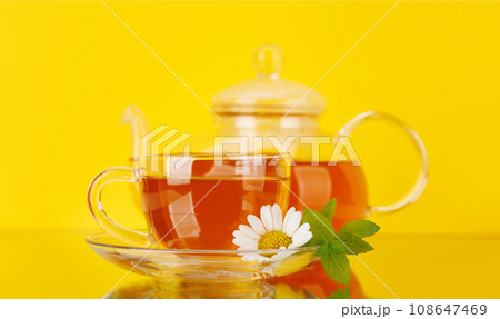 Soothing herbal tea blend with mint Soothing herbal tea blend with mint 108647469