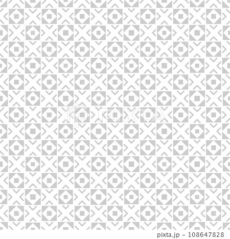 Abstract Seamless Geometric Checked Light Grey and White Pattern. Vector Art. 108647828