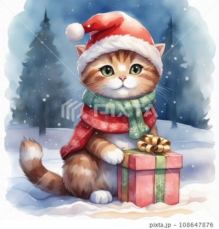 Chibi Cat's Christmas Gift: Winter Warmth 108647876