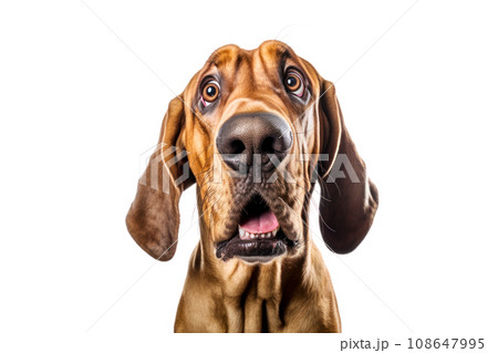 Portrait of curious Bloodhound dog isolated on white background 108647995