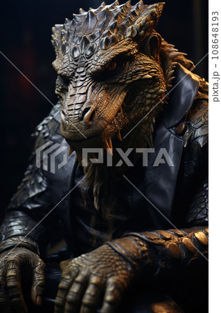 Fierce Crocodile-Skin Humanoid Commands Attention with Bold Imagination. AI generation Fierce Crocodile-Skin Humanoid Commands Attention with Bold Imagination. AI generation 108648193