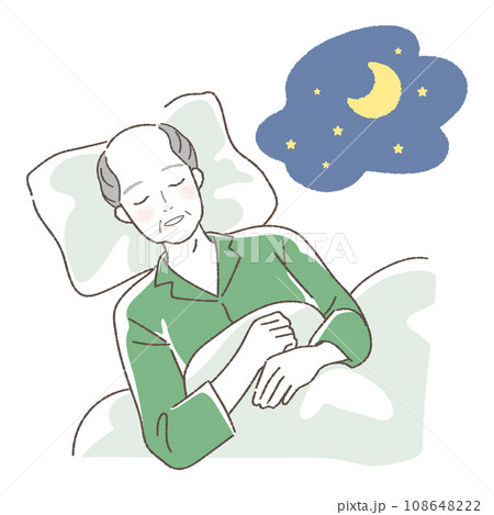睡眠　寝る高齢男性のイラスト 108648222