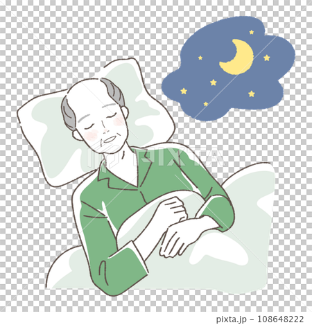 睡眠　寝る高齢男性のイラスト 108648222