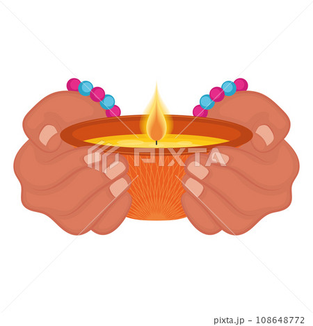 Hands holding a beautiful candle Vector Hands holding a beautiful candle Vector 108648772