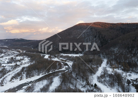 Aerial view of winter mountains. 108648902