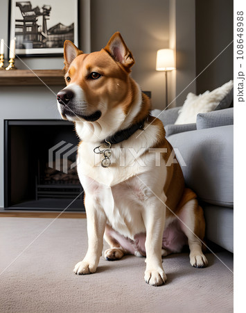 Detailed dog shot in cozy living room. 108648988