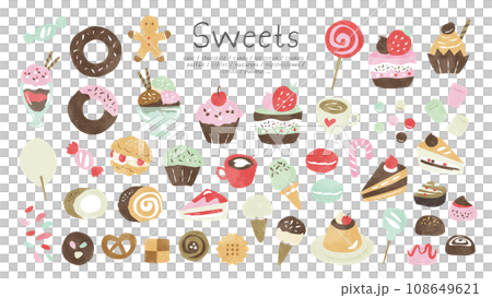 お菓子・スイーツの水彩イラストセット 108649621