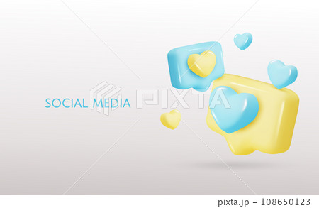 3d vector icon message dialog button with heart. Realistic Elements for design. Isolated object on white background 108650123