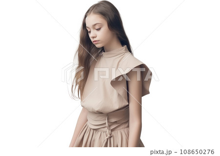 fashion model girl in beige wear 108650276