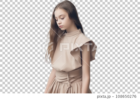 fashion model girl in beige wear 108650276