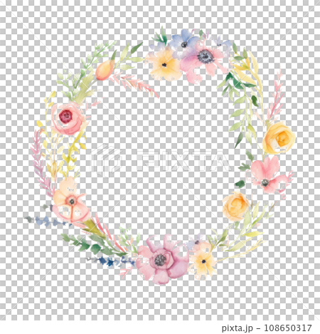 watercolor floral wreath isolated watercolor floral wreath isolated 108650317