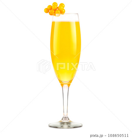 Mimosa cocktail with bubbly champagne and orange juice on white background 108650511