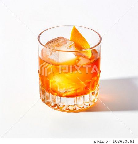 Whiskey Sour cocktail garnished with a lemon in rocks glass on white background Whiskey Sour cocktail garnished with a lemon in rocks glass on white background 108650661