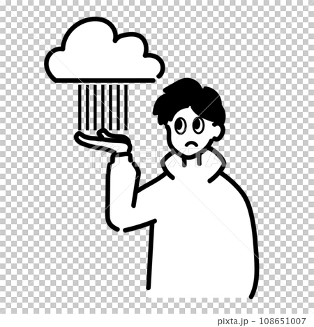 A man checking rain clouds with a frown on his face 108651007