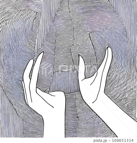 A digital illustration of two hands raised in joyous creation. 108651314