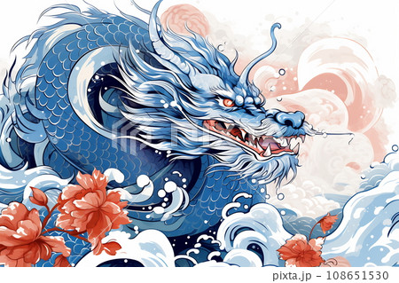 Blue Chinese Dragon symbol of 2024. Chinese New Year 108651530