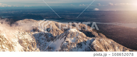 Mountains covered in Snow near Vancouver, BC, Canada. Aerial Mountains covered in Snow near Vancouver, BC, Canada. Aerial 108652078