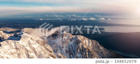 Mountains covered in Snow near Vancouver, BC, Canada. Aerial 108652079