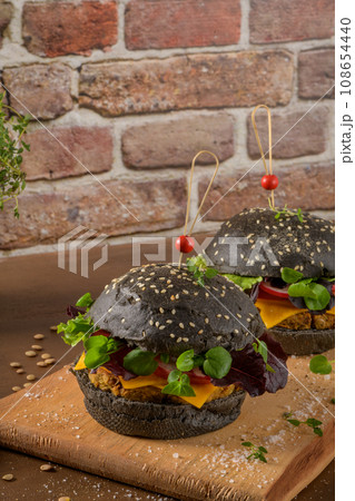 Tasty grilled veggie burgers Tasty grilled veggie burgers 108654440