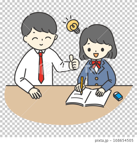 一名女學生正在與老師一對一學習。 108654505