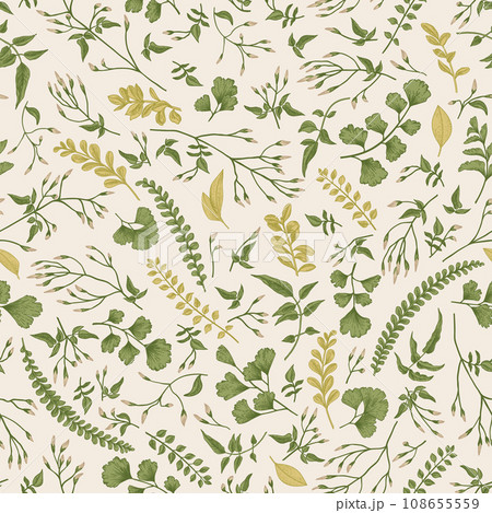 Seamless pattern with plants 108655559