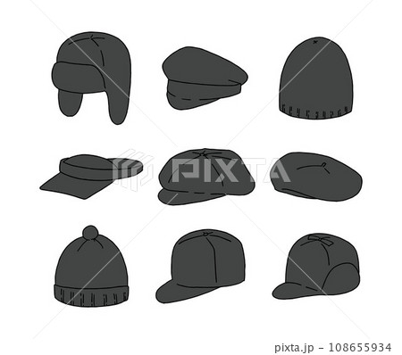 黒の帽子のイラストセット 黒の帽子のイラストセット 108655934