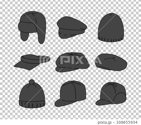 黒の帽子のイラストセット 黒の帽子のイラストセット 108655934