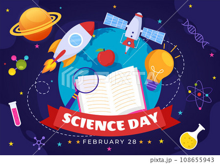 National Science Day Vector Illustration on February 28 Related to Chemical Liquid, Scientific, Medical and Research in Flat Cartoon Background 108655943