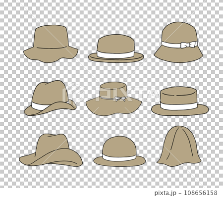 Brown hat illustration set 108656158