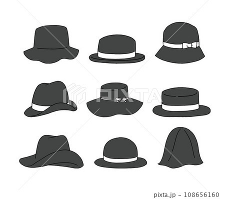 黒の帽子のイラストセット 黒の帽子のイラストセット 108656160