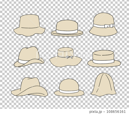 Beige hat illustration set 108656161