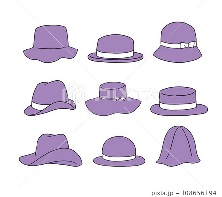 紫の帽子のイラストセット 108656194