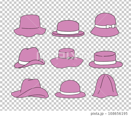 Pink hat illustration set 108656195