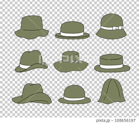 Khaki hat illustration set Khaki hat illustration set 108656197