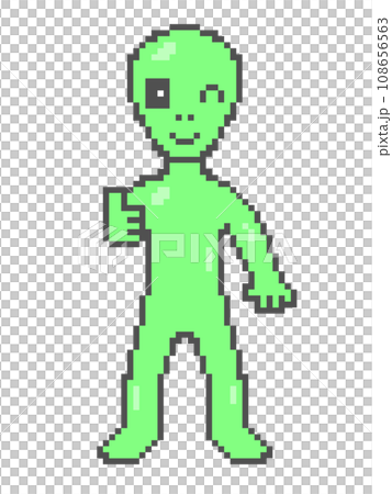 漂亮的外星人像素藝術（綠色） 108656563