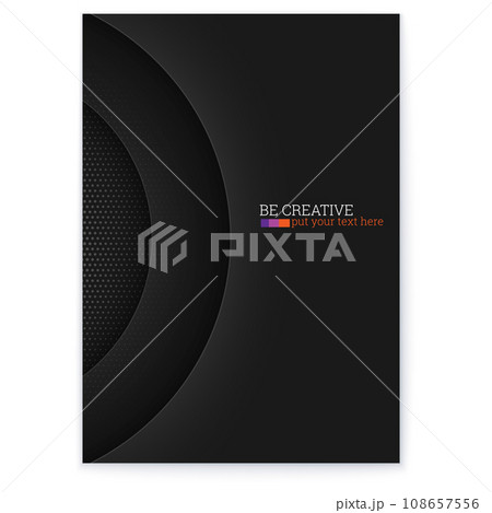 Abstract poster. Multi layered composition. Paper cut style. Round shapes with halftone pattern. 108657556