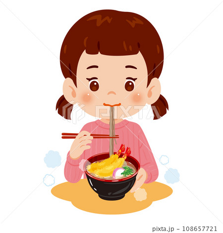 海老天蕎麦を食べる女の子 海老天蕎麦を食べる女の子 108657721