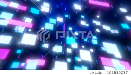 Purple and blue energy squares and rectangles particles magic glowing hi-tech futuristic abstract background Purple and blue energy squares and rectangles particles magic glowing hi-tech futuristic abstract background 108659257