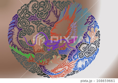 カラフルな龍　縁起物 108659661