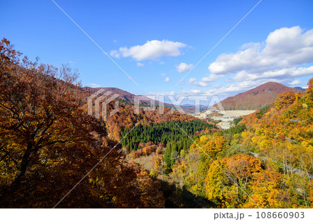 2023年11月遠く成瀬ダム工事現場を望む　赤滝大橋より　秋田県 108660903