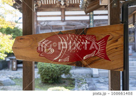 黄檗宗大本山「萬福寺」 板に描かれた大きな魚 黄檗宗大本山「萬福寺」 板に描かれた大きな魚 108661408