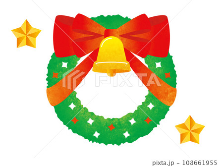 大きなリボンのクリスマスリース 108661955