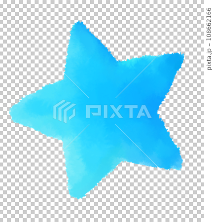 にじみのある柔らかいタッチの青い星の手描きイラストのイラスト素材