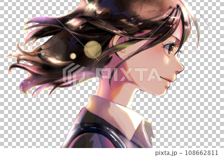 Profile illustration of a working woman facing right, no background, backlight, single person 108662811