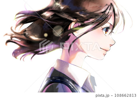 横顔の社会人女性イラスト右向き、背景なし、無季 横顔の社会人女性イラスト右向き、背景なし、無季 108662813