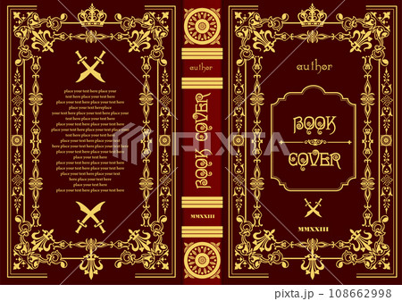 Ornate leather book cover and old retro ornament Vector Image