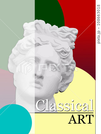 Woman head sculpture for painting. Classical art. 3d vector color illustration 108663018