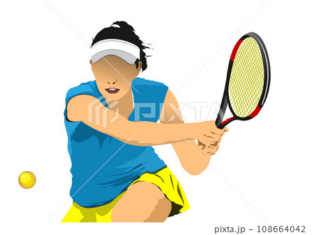 Tennis player. Vector  3d illustration for designers 108664042