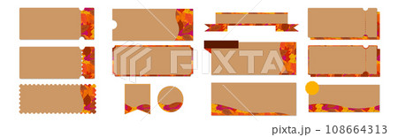ベージュとオレンジの紅葉のクーポンベクターアイコンデザインセット（枠のみ） 108664313
