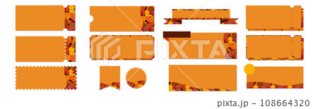 セールに使えるオレンジの紅葉のクーポンベクターアイコンデザインセット（枠のみ） 108664320